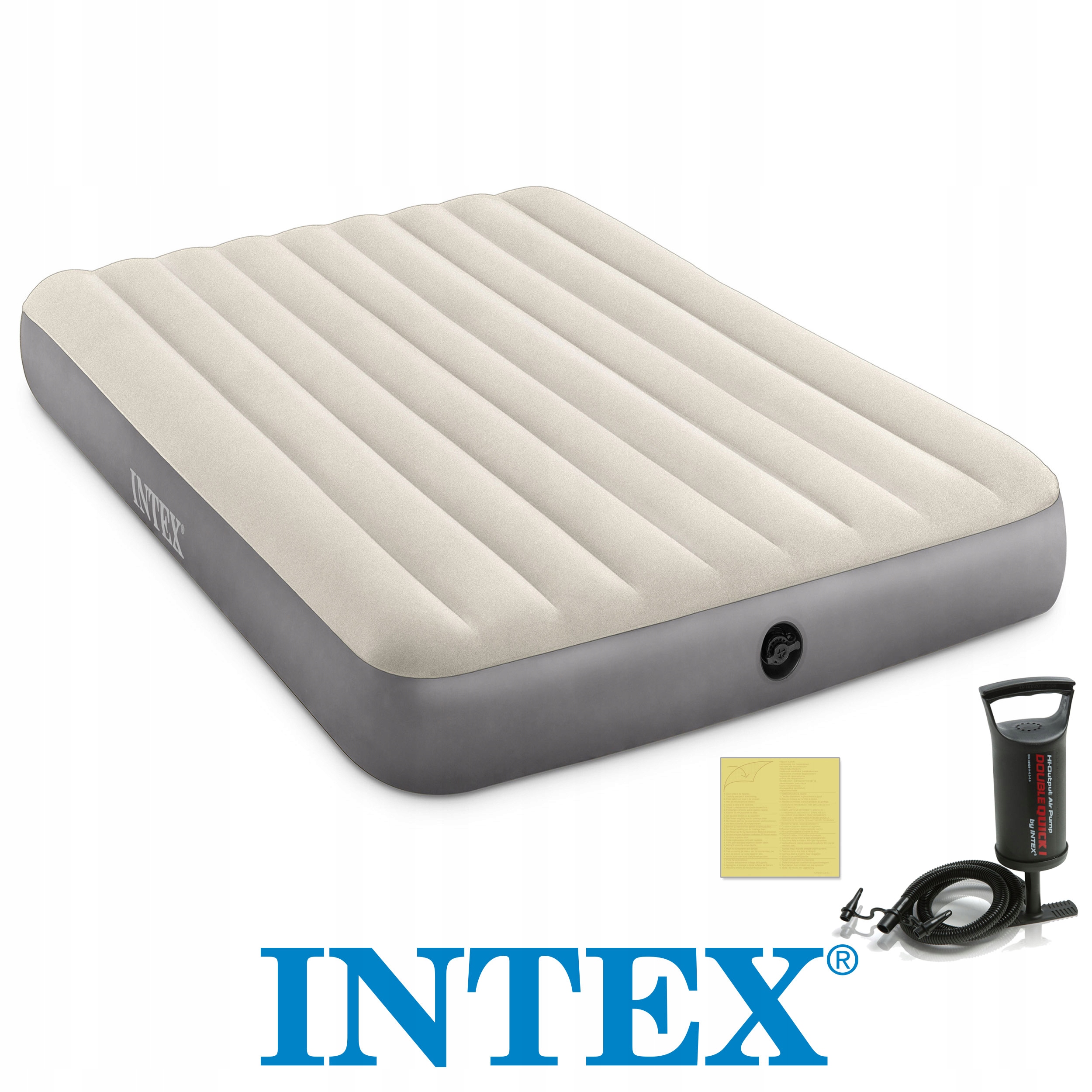 MATERAC DMUCHANY ŁÓŻKO 2os INTEX DELUXE + POMPKA Długość 203 cm
