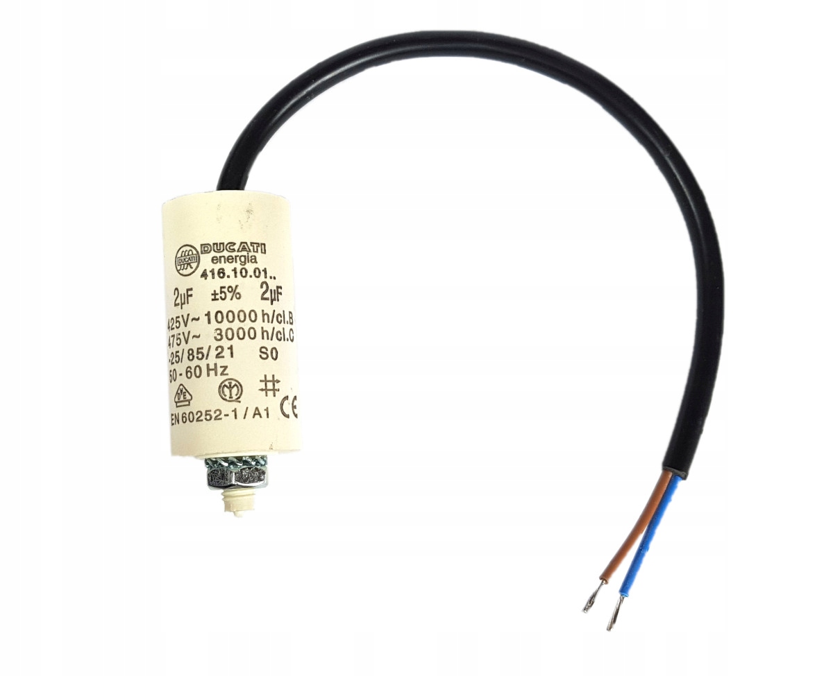 

Kondensator rozruchowy silnika 2uF 425V kbśr Duc