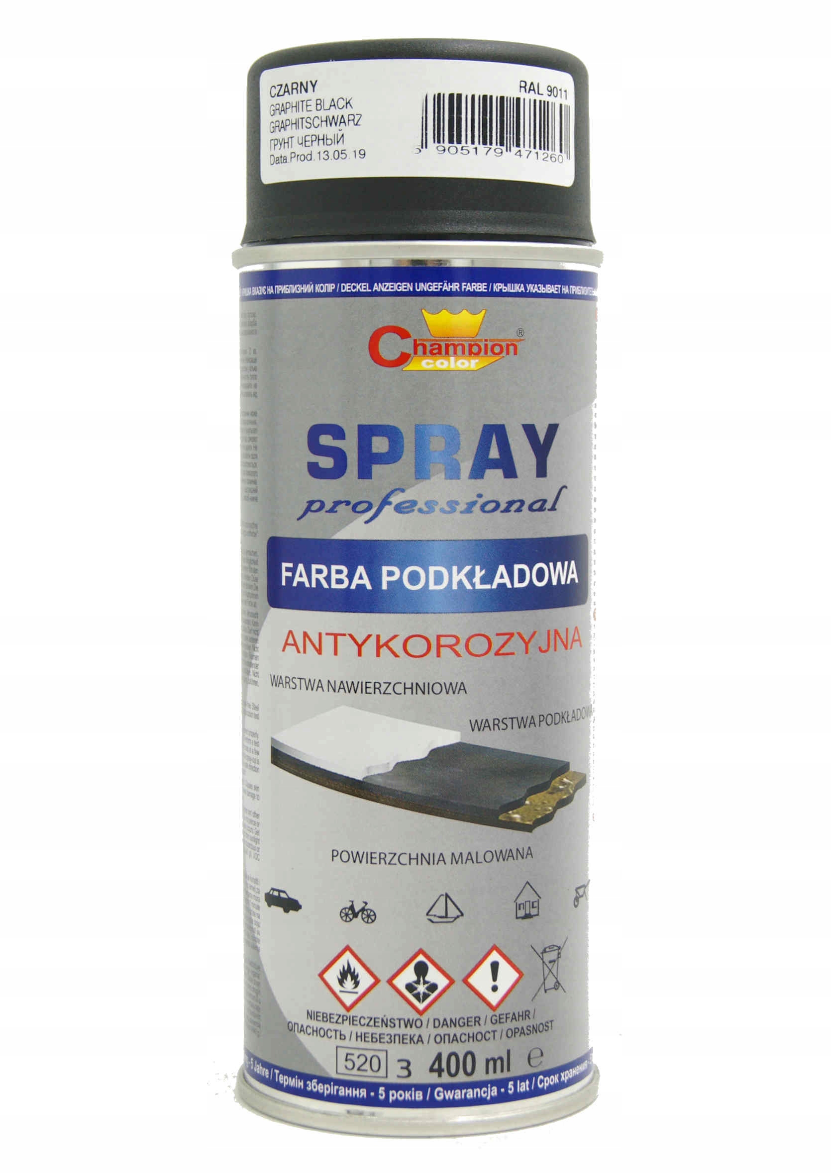 FARBA PODKŁADOWA SPRAY 400ml ANTYKOROZYJNA RAL9011