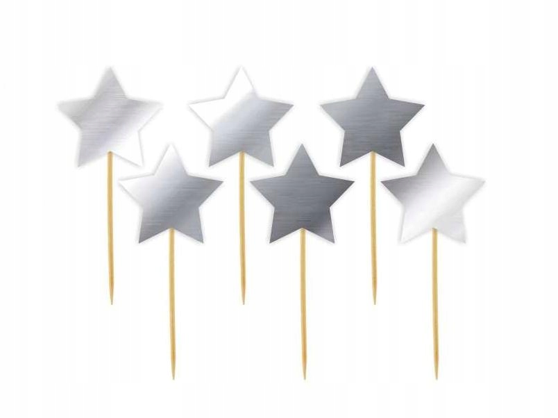 GWIAZDKI SREBNRE PIKERY PIKER DEKORACJA URODZINY