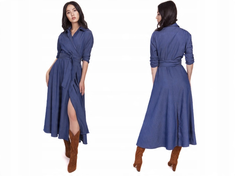 

Sukienka Maxi z paskiem w Talii Kieszenie 44 XXL