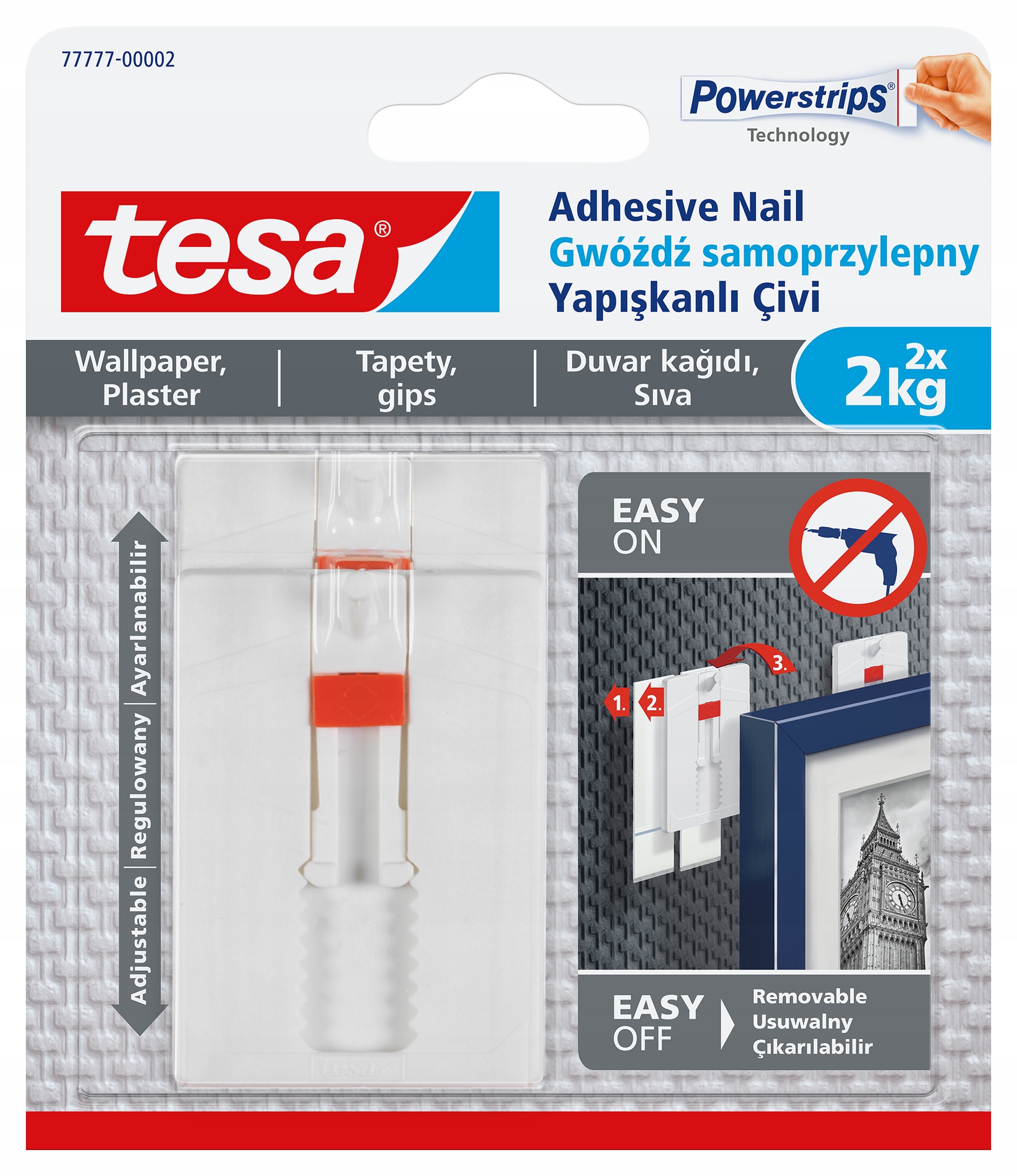 

Gwóźdź samoprzylepny regulowany tesa tapeta 2x 2kg