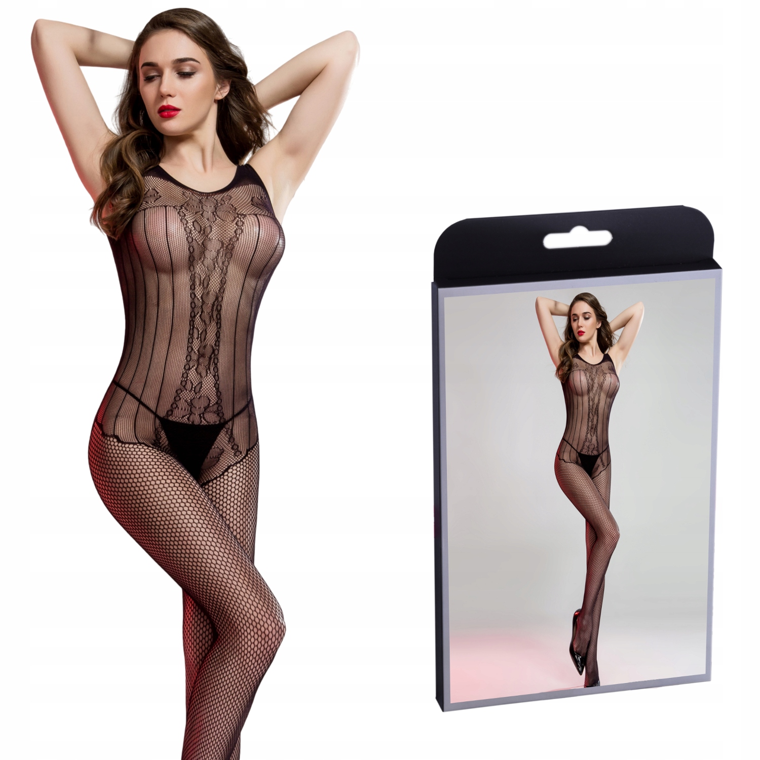 

Body, Bodystocking o Kwiecistym Wzorze S/l