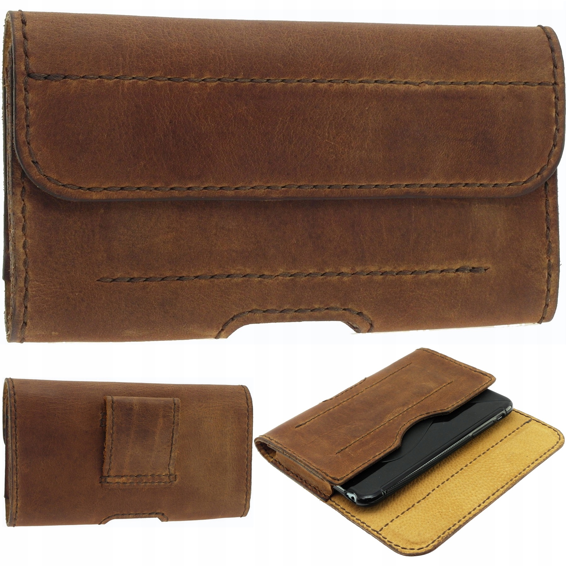 Premium Ručne Šitý Obal Kožené Puzdro Pre Iphone 15 Pro