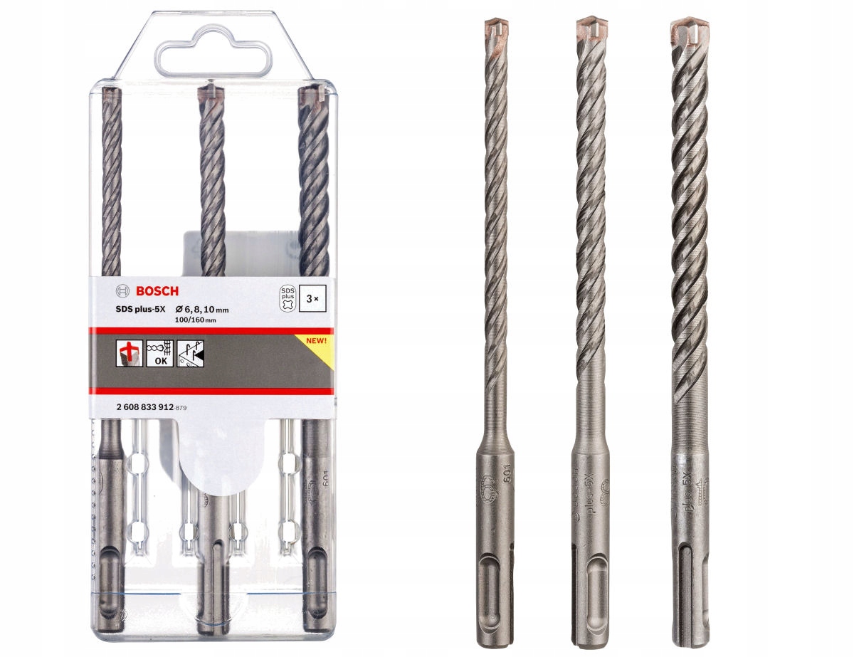 

Zestaw 3 wierteł SDS-Plus plus-5X Bosch