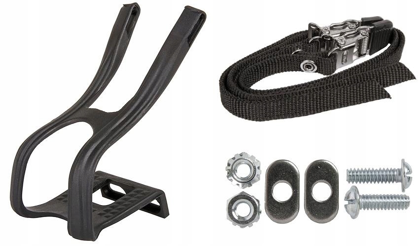 LEKKIE SZOSOWE NOSKI DO PEDAŁÓW Z PASKAMI ROWEROWE PLASTIKOWE KOMPLET