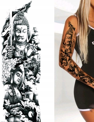 DUŻY NAKLEJANY TATUAŻ KALKOMANIA TATTOO BUDDA