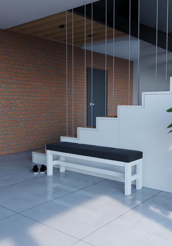 Fokus miękka drewniana ławka do przedpokoju Kolory Głębokość mebla 35 cm