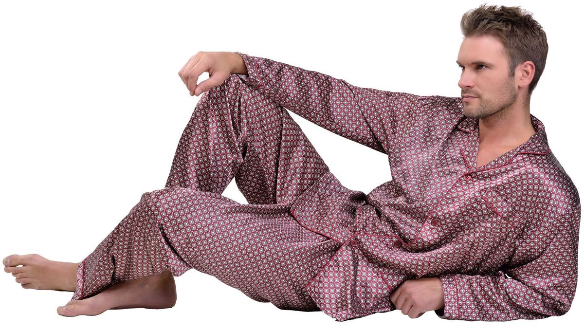 SATYNOWA PIŻAMA MĘSKA ROZPINANA - SUPER JAKOŚĆ XXL Rozmiar XXL