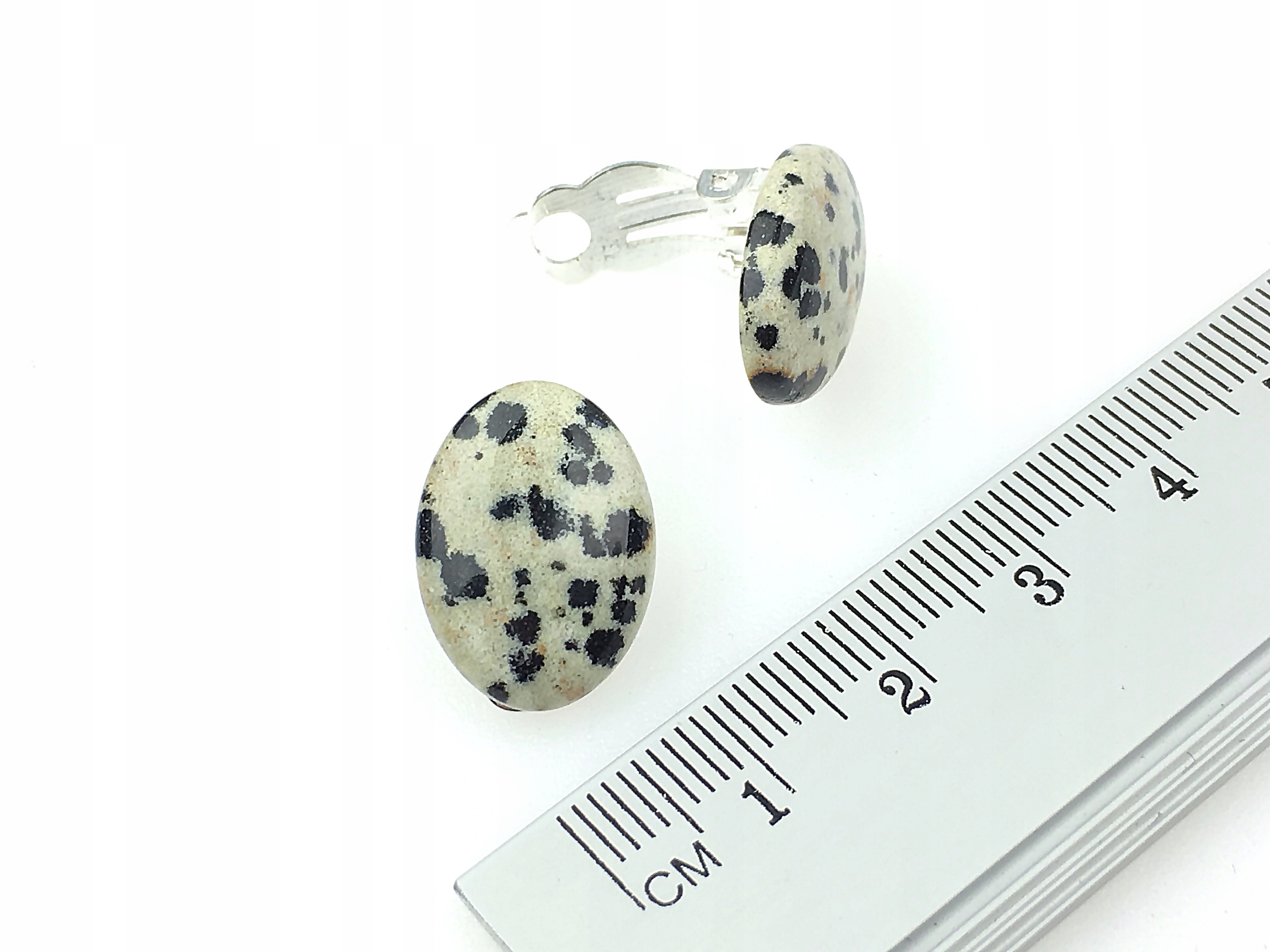 klipsy jaspis dalmatyńczyk eleganckie klasyczne Marka Ametrix