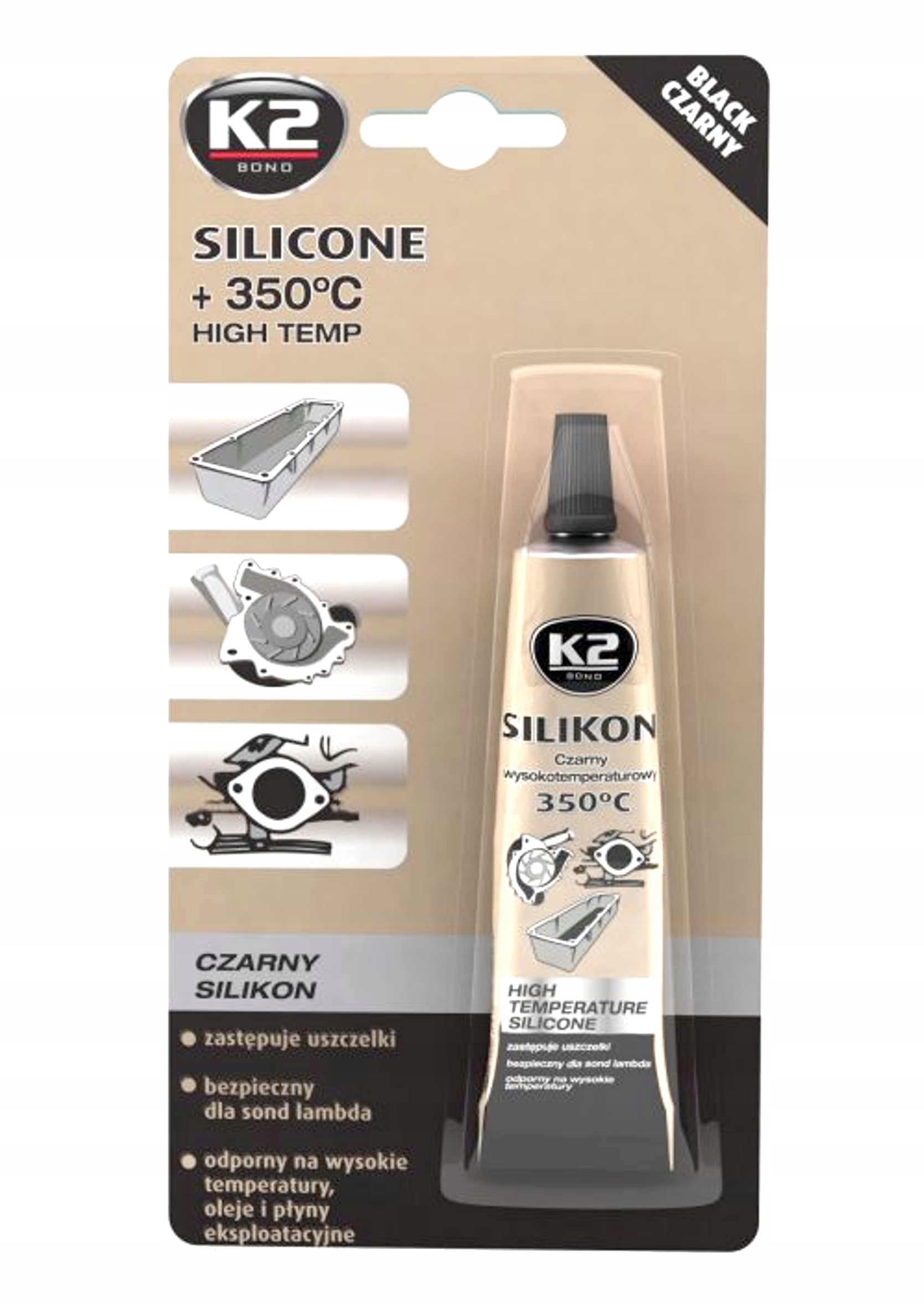 

K2 Silikon Wysokotemperaturowy Czarny +350C 21g