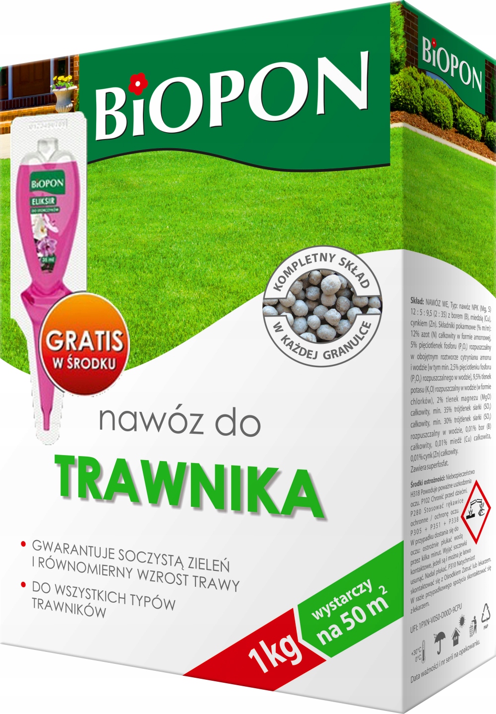 

Biopon Nawóz do trawnika Wieloskładniowy 1KG 50m2