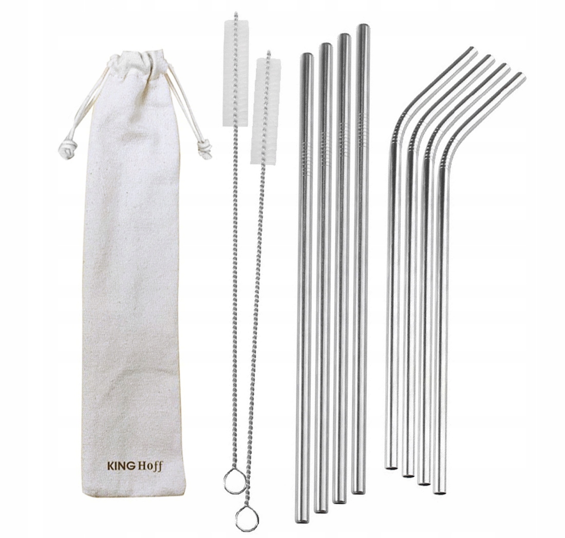 RURKI SŁOMKI WIELORAZOWE STALOWE ZESTAW 8 SZT 1357