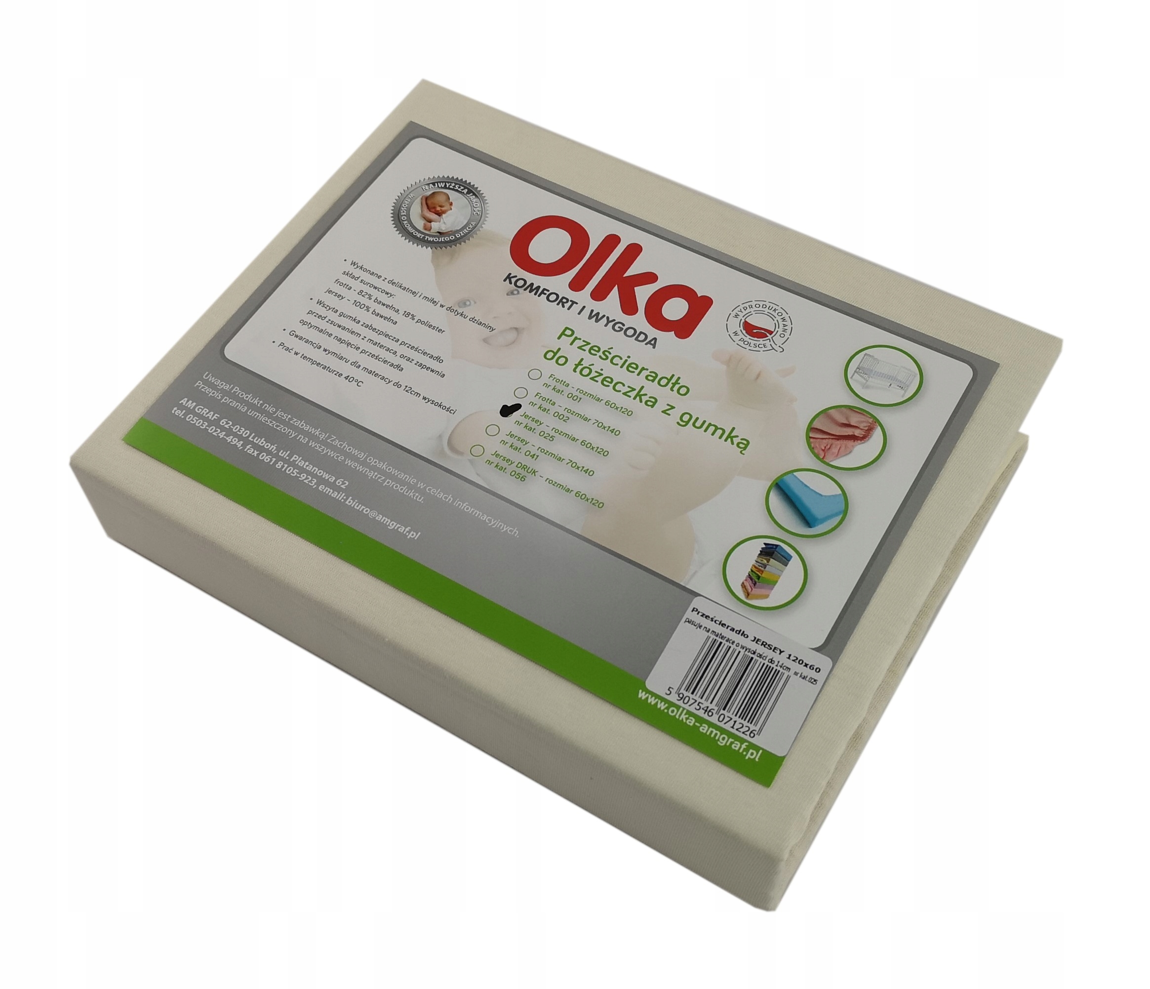 

Olka Prześcieradło z gumką 120x60 Jersey krem