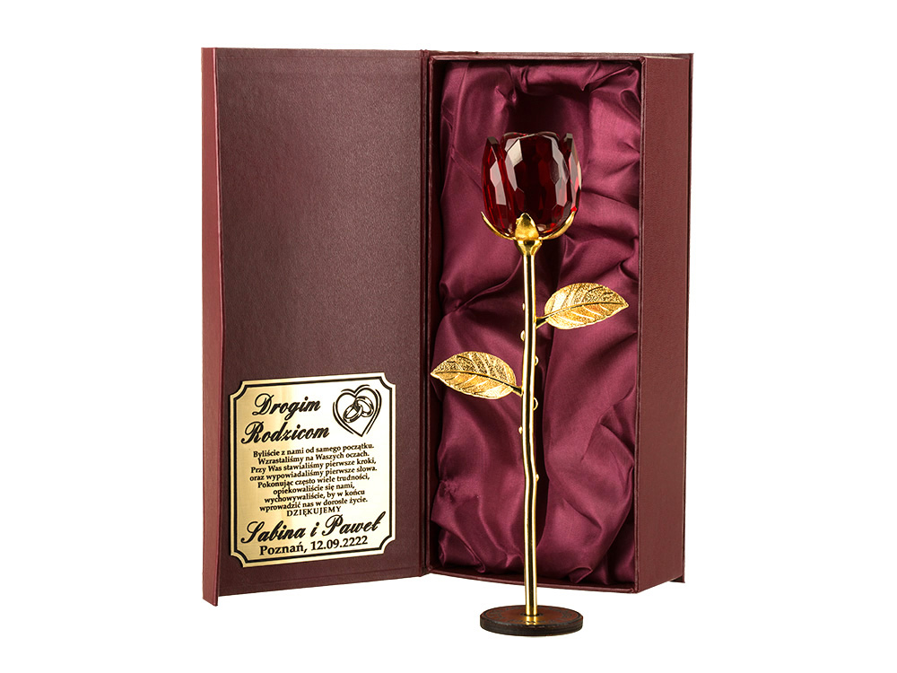 RÓŻA PREZENT 1-99 LAT URODZINY ROCZNICA ŚLUBU ETUI Informacje dodatkowe z grawerem