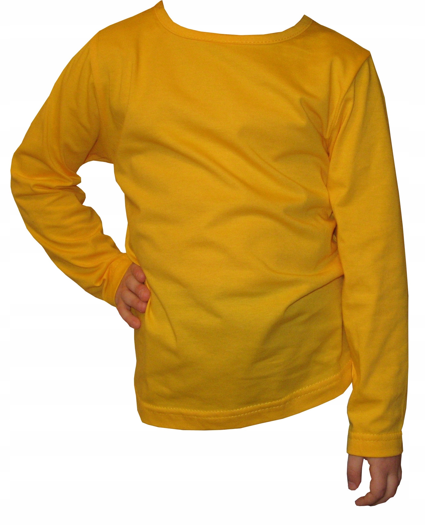 BLUZKA DŁUGI RĘKAW, 95% BAWEŁNA KOSZULKA, POLSKI PRODUCENT r128 żółta