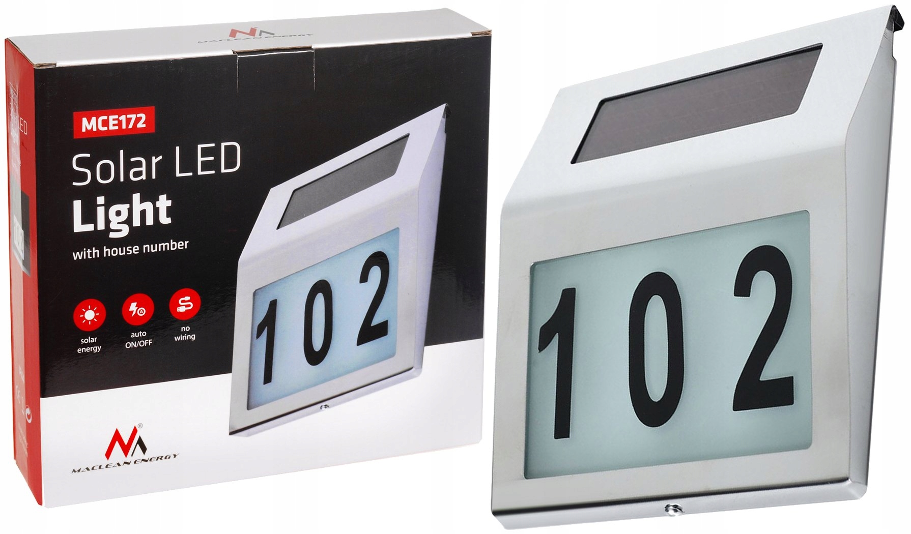 Podświetlany Numer Domu Lampa Solarna LED Metalowa Wysokość produktu 20 cm