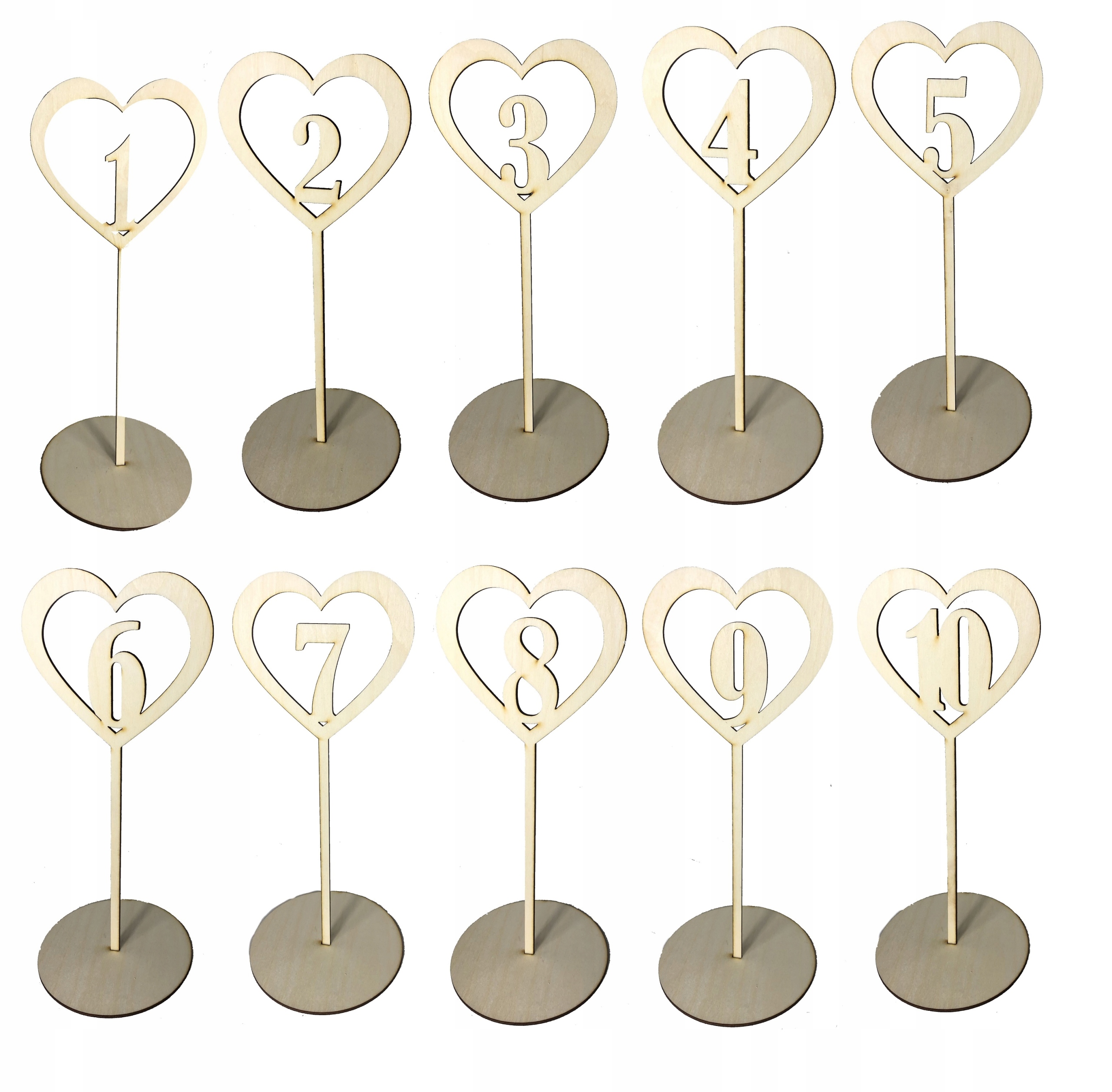 

Drewniane numery na stół, cyferki 1-10 wesele w5