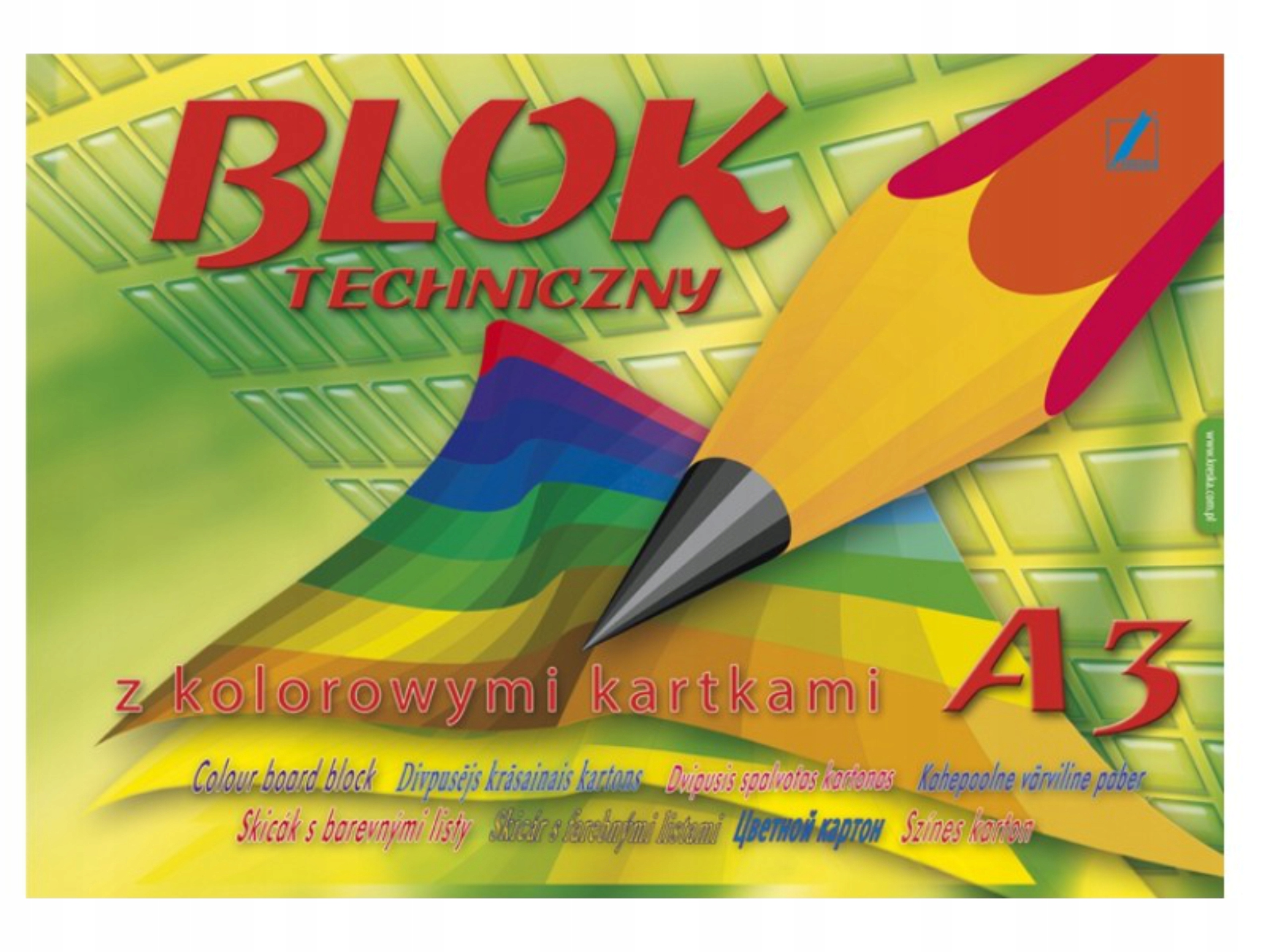 Blok techniczny szkolny A3 kolorowy 10 kartek Marka Kreska