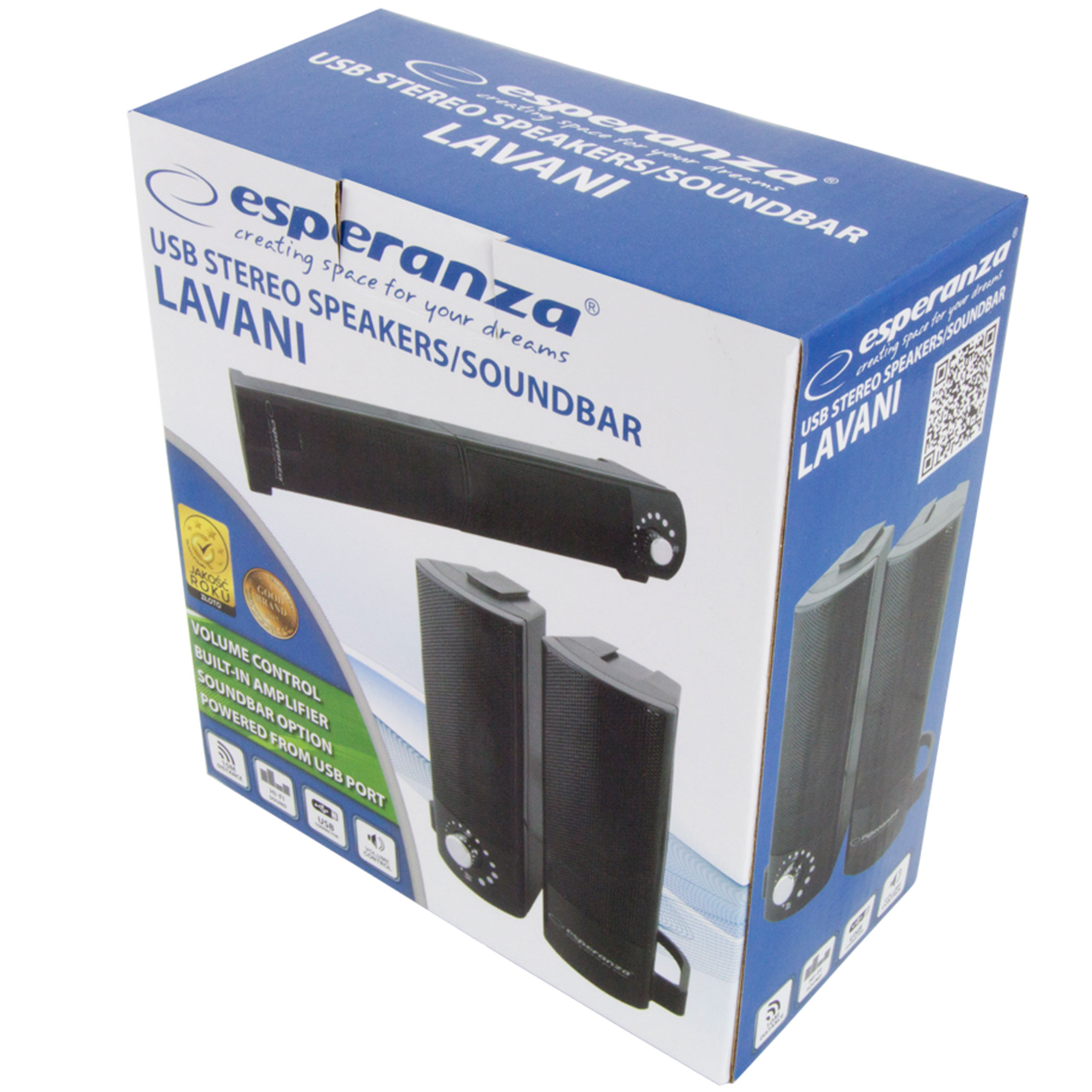 GŁOŚNIKI KOMPUTEROWE do PC 2.0 na USB SOUNDBAR DO KOMPUTERA GŁOŚNE MOCNE Marka Esperanza