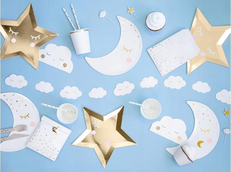 TALERZYKI papier TALERZYK Little Star - Księżyc Kolor biały