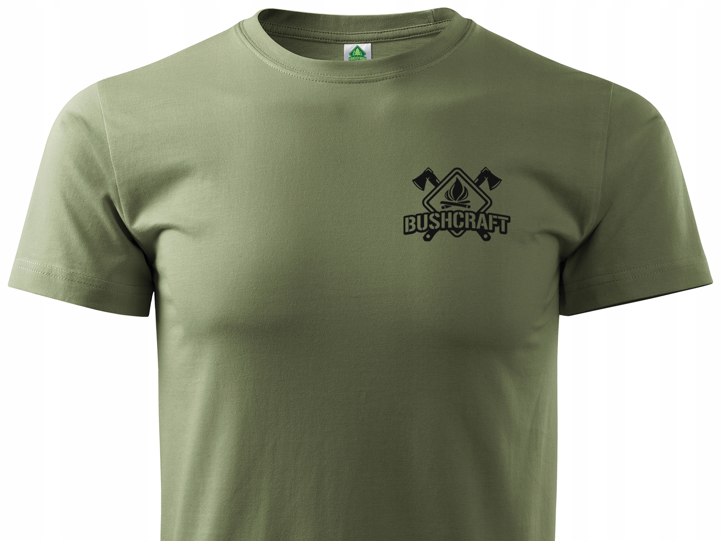 

Militarna koszulka khaki z nadrukiem Bushcraft