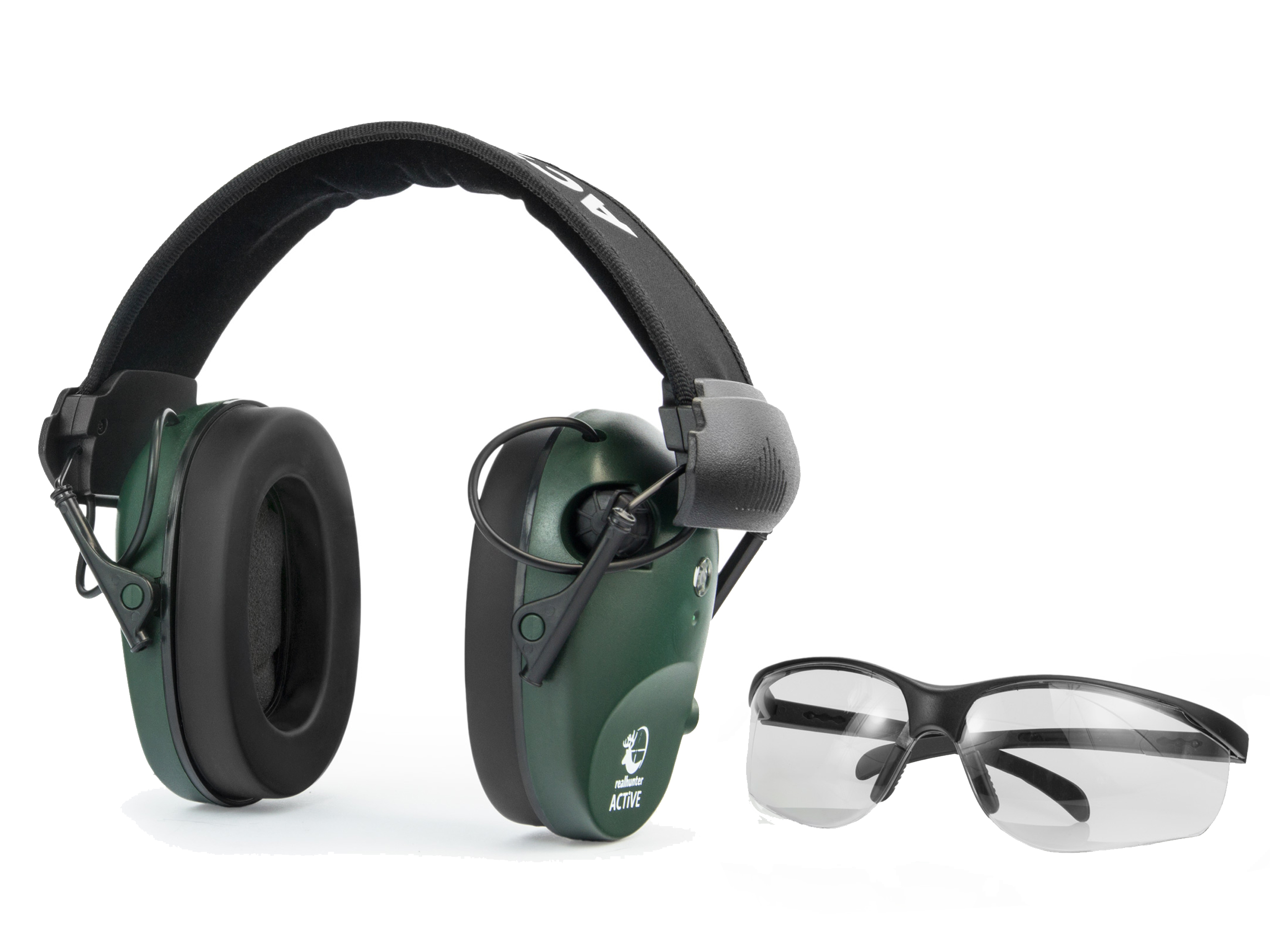 

Aktywne ochronniki słuchu Active Pro olive+OKULARY