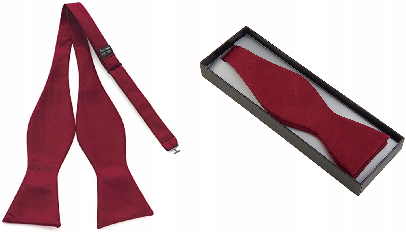 

Mucha Wiązana + Pudełko Muszka Bordowa -12 kolorów