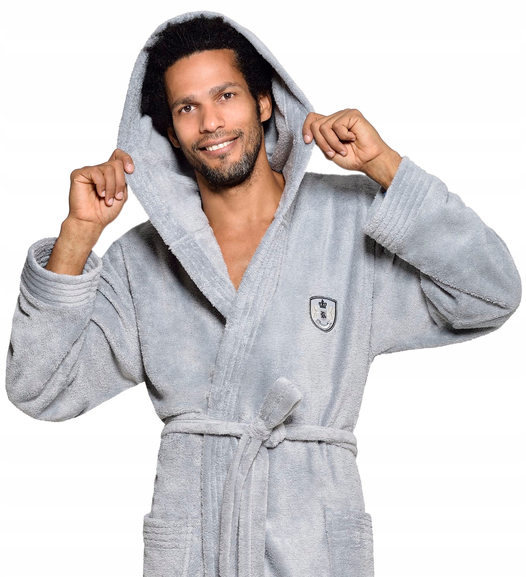 DŁUGI WYJĄTKOWY SZLAFROK MĘSKI Z KAPTUREM M Marka L&L