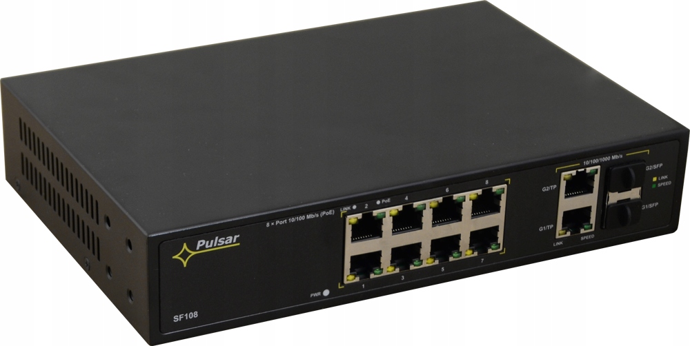 Switch PoE Pulsar SF108-90W - 8xPoE, 2xSFP, 2xGE