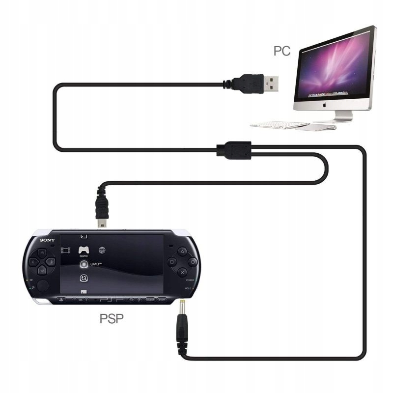 Kabel 2w1 Y USB do PSP 1000 2000 3000 3004 DC PD do ładowania Sony PSP SLIM Producent Inna