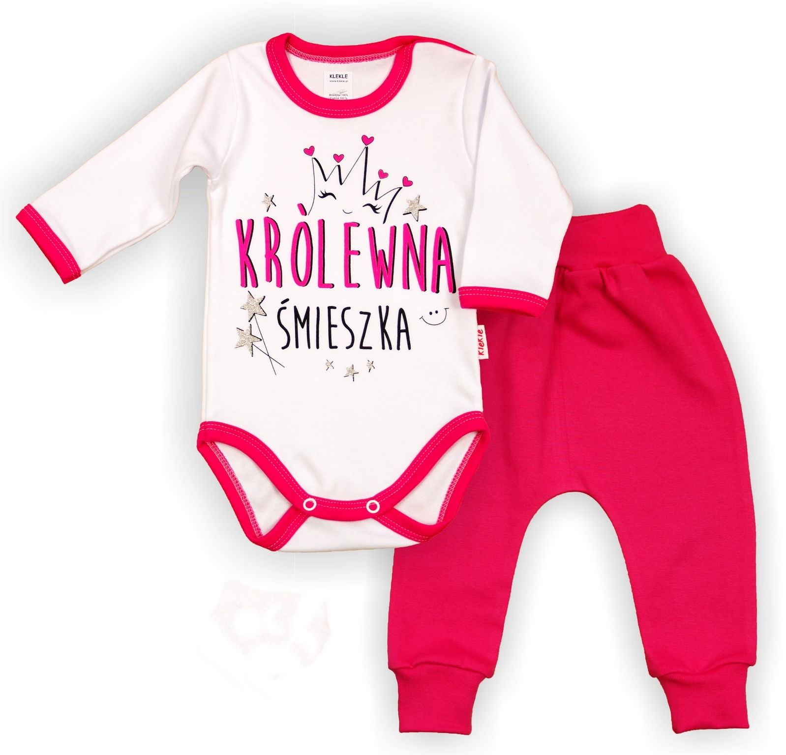 

Komplet Body Napisy+Legginsy Spodenki r 62 Klekle