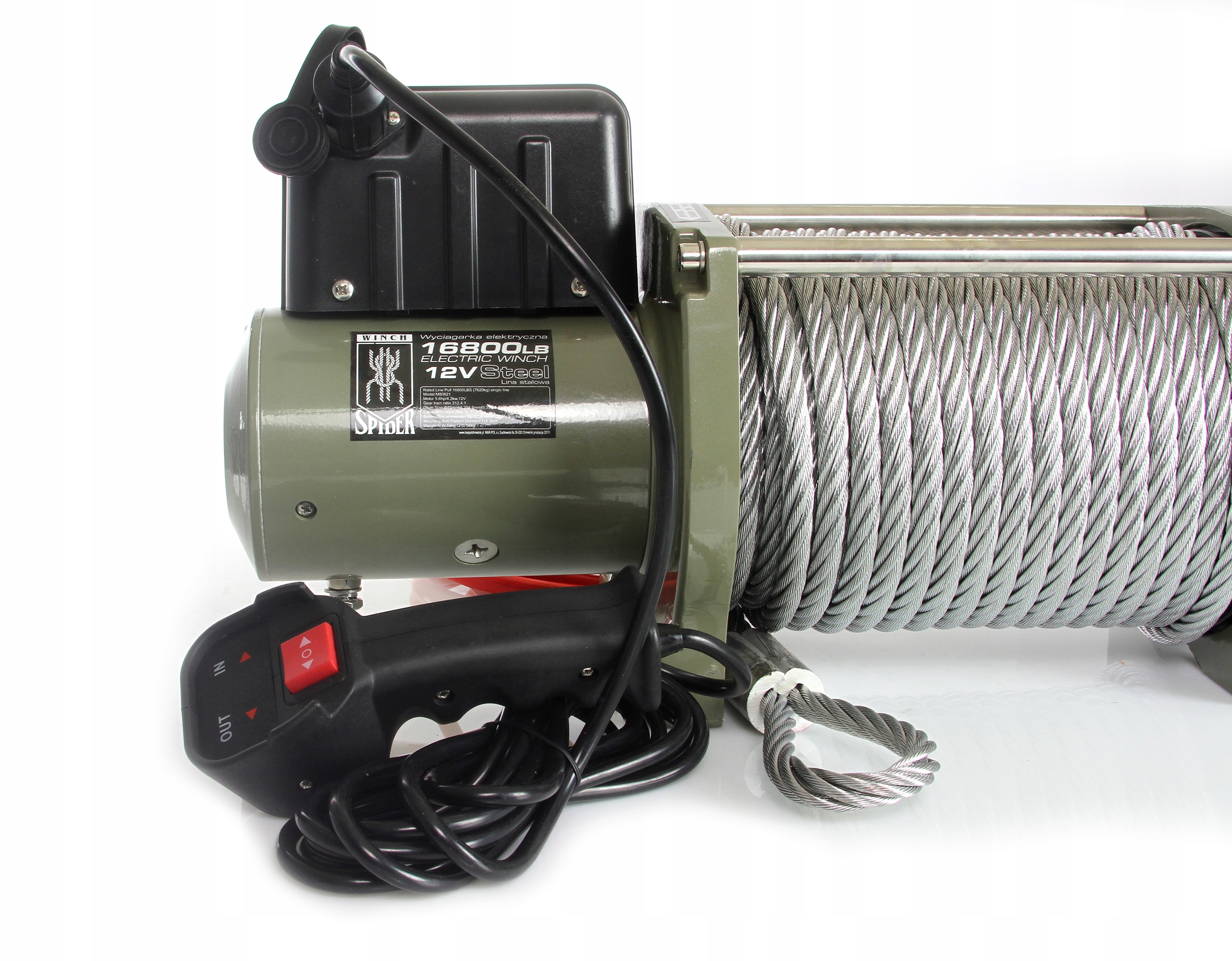 WYCIĄGARKA SPIDER WINCH 16800 LBS 7,6T STALOWA 12V Model M80821