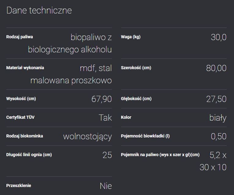 Biokominek bezdymny JUNE tunel TUV + Kamyki Szerokość 80 cm