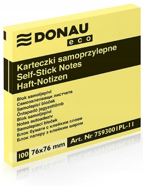 

Bloczek samoprzylepny 76x76mm żółty Donau