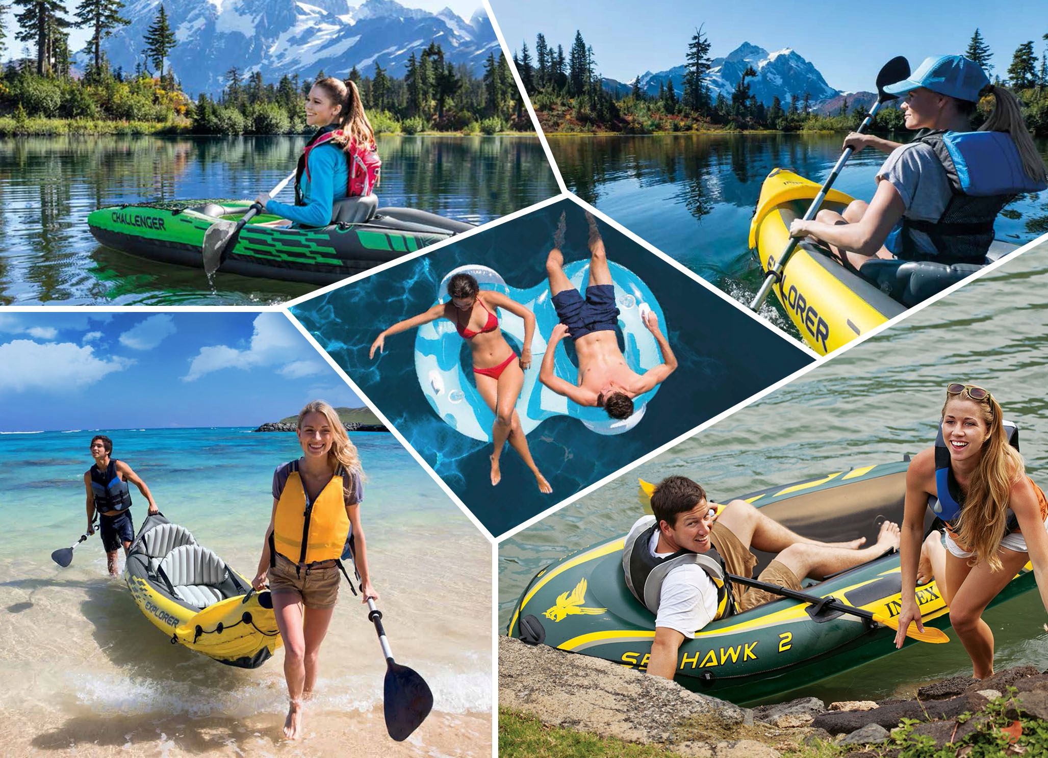 PONTON SEAHAWK 4 osobowy WIOSŁA POMPKA INTEX 68351 Dopuszczalne obciążenie 480 kg