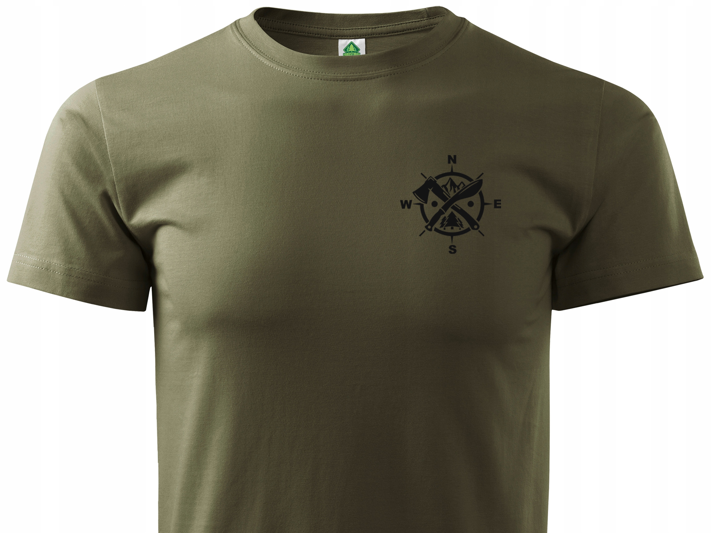 

Militarna koszulka khaki T-shirt wzór kompas Edc
