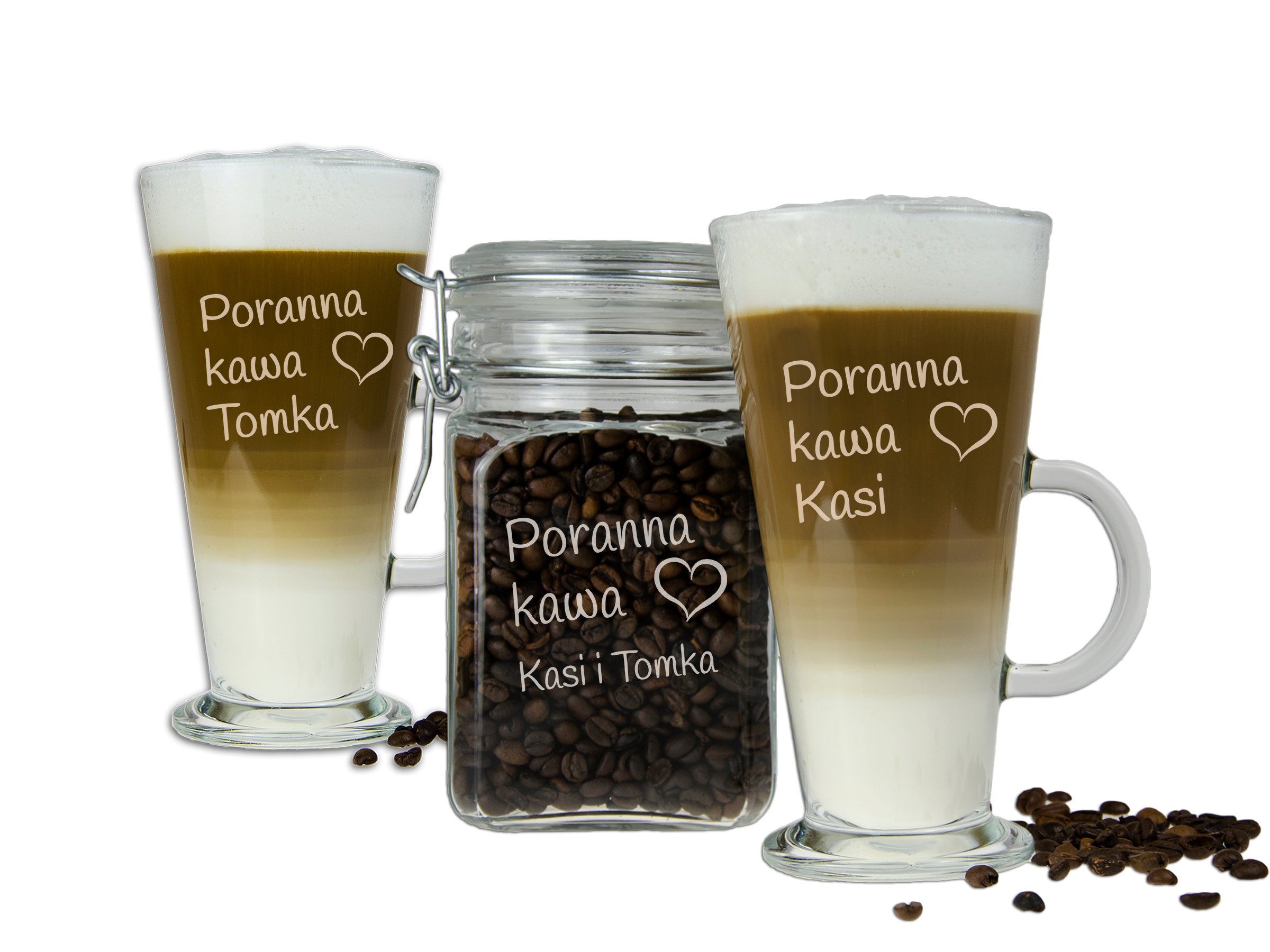 

Zestaw Na Kawę Słoik + 2x Szklanka Latte Dla Par