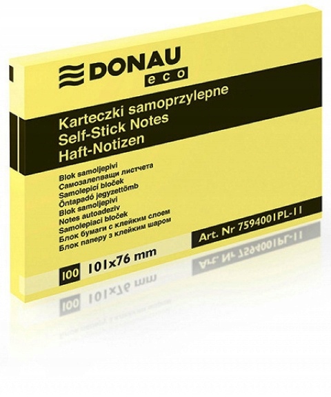 

Bloczek samoprzylepny 101x76mm żółty Donau