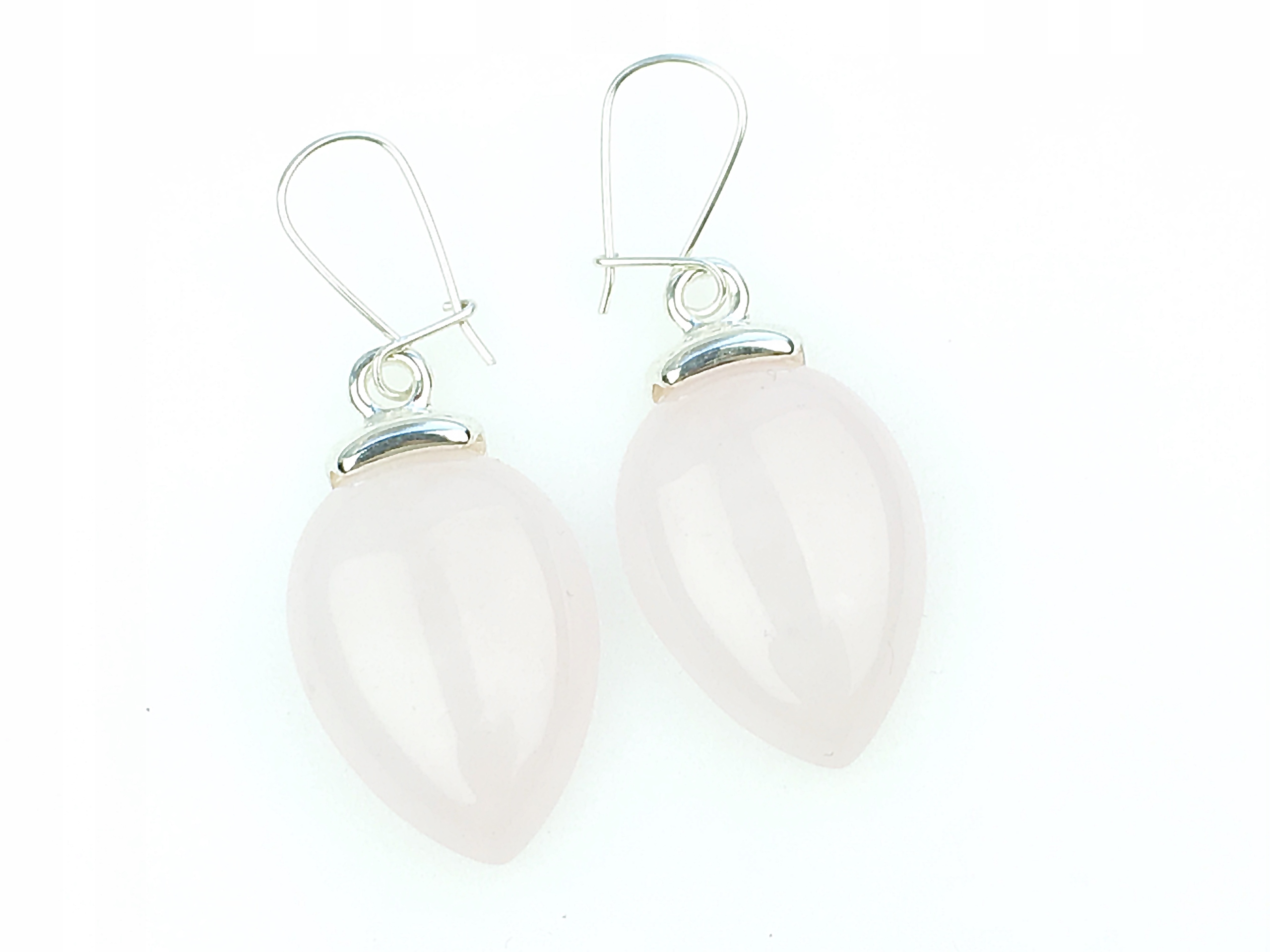 

kolczyki wiszące kwarc różowy bigle srebrne pr925