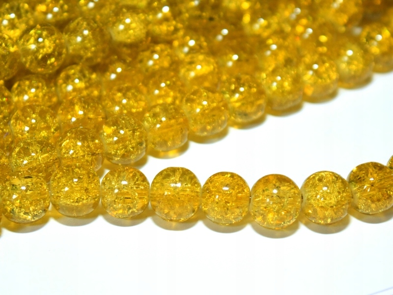 a33 Crackle 44szt 6mm Spękane szklane żółte