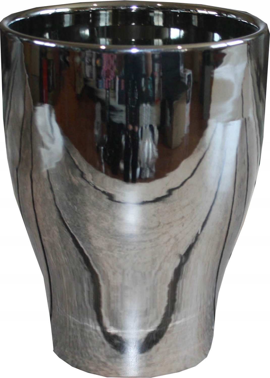 Doniczka wazon ceramiczny osłonka silver srebrna