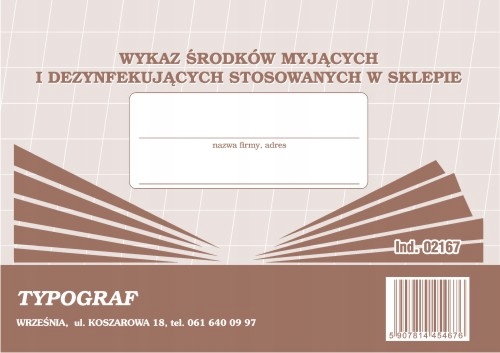 

Wykaz środków myjących i dezynfekujących 02167