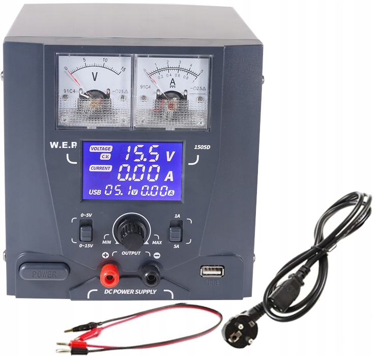 

Zasilacz labolatoryjny Wep 1505D DC 0-15V 5A Usb