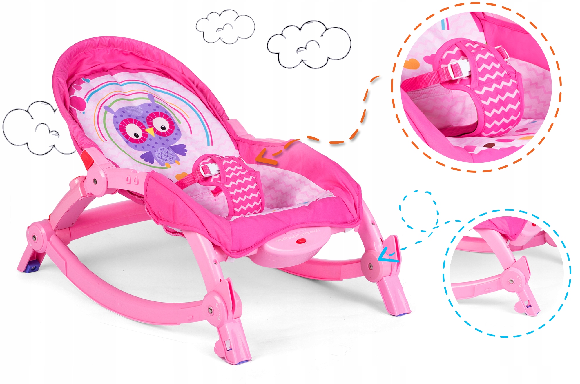 LEŻACZEK BUJACZEK 3W1 RICOKIDS 0+ WIBRACJE ZABAWKI Kolor Odcienie niebieskiego Odcienie różu