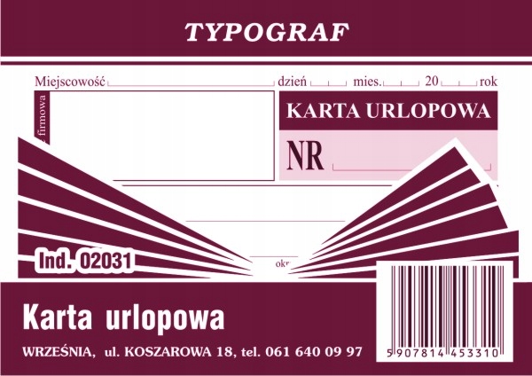

Karta urlopowa A7 02031 Typograf