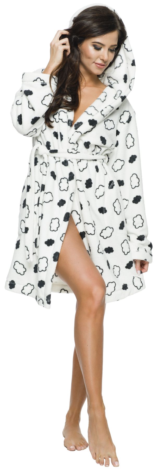 KRÓTKI CIEPŁY - PUCHOWY DAMSKI SZLAFROK PODOMKA S Rozmiar S