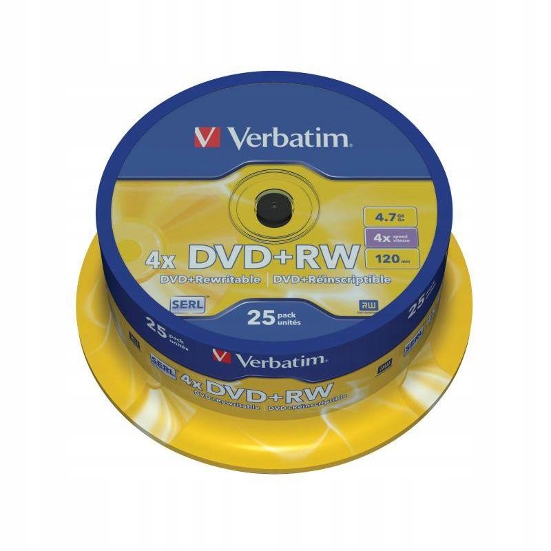 

Verbatim Dvd+rw 25pak, Dlp, 4x, 4.7GB