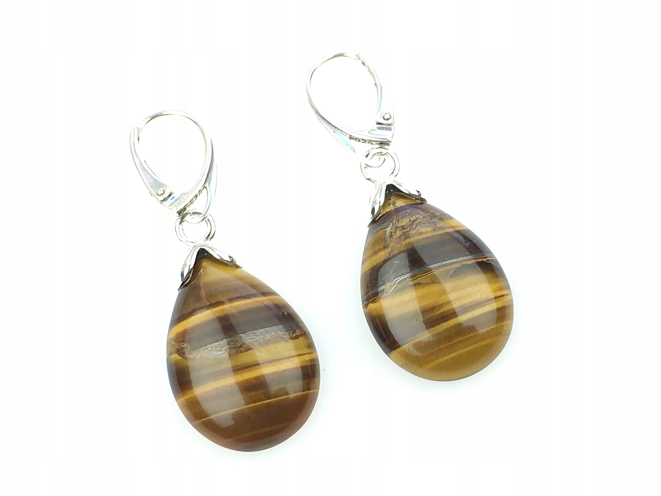 

kolczyki wiszące tygrysie oko bigle srebrne pr925