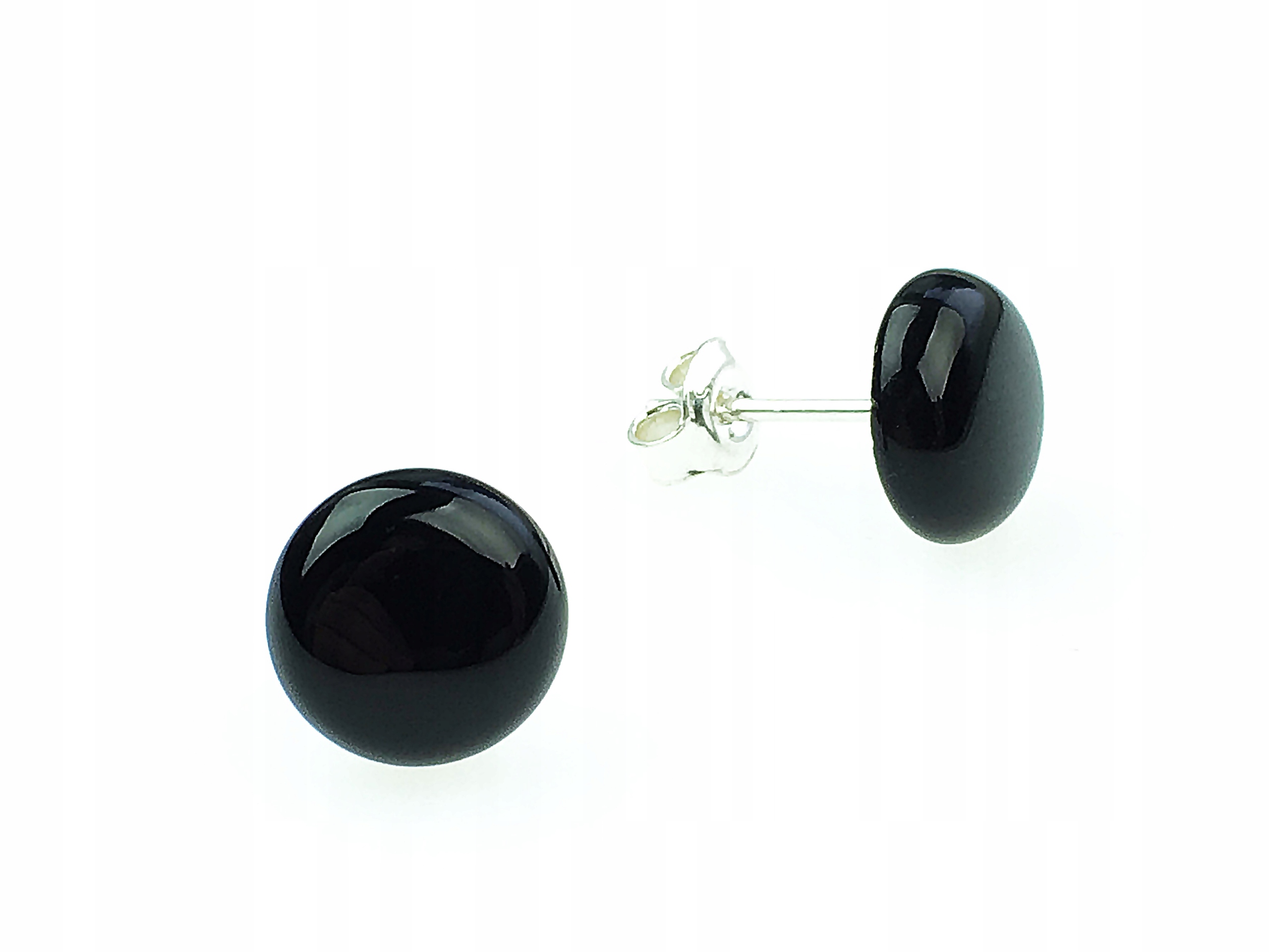 

kolczyki czarne onyks srebrne 925 sztyfty 10mm